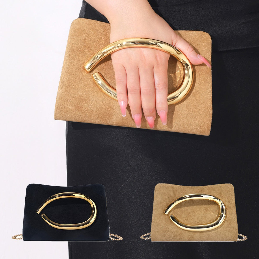 Wildleder Abend Clutch mit goldener Handhabung
