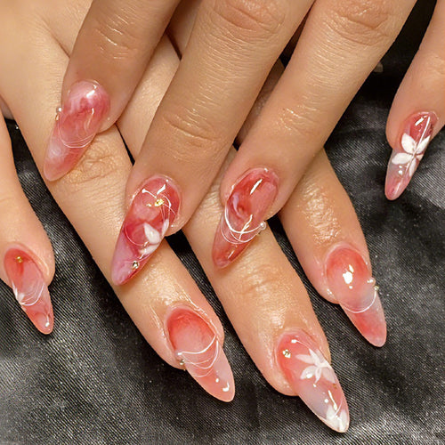Floral Design Künstlerische Press-On Nagelset Karnz
