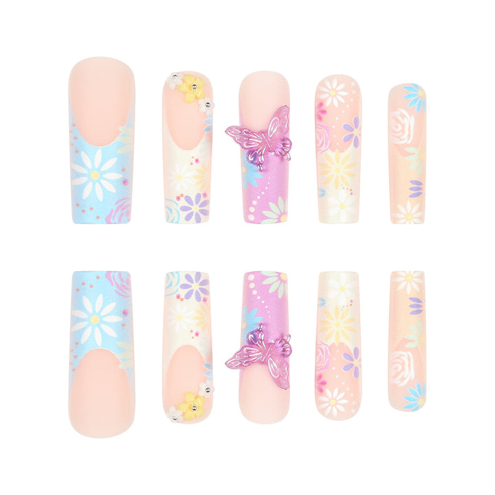 Dekorative Blumenmuster Nagelkunstverlängerungen Karnz