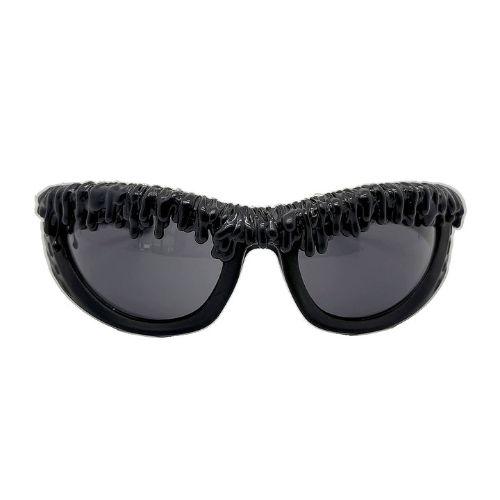 Damen trendige Sonnenbrille mit kreativem Flüssigkeitsrahmen Karnz