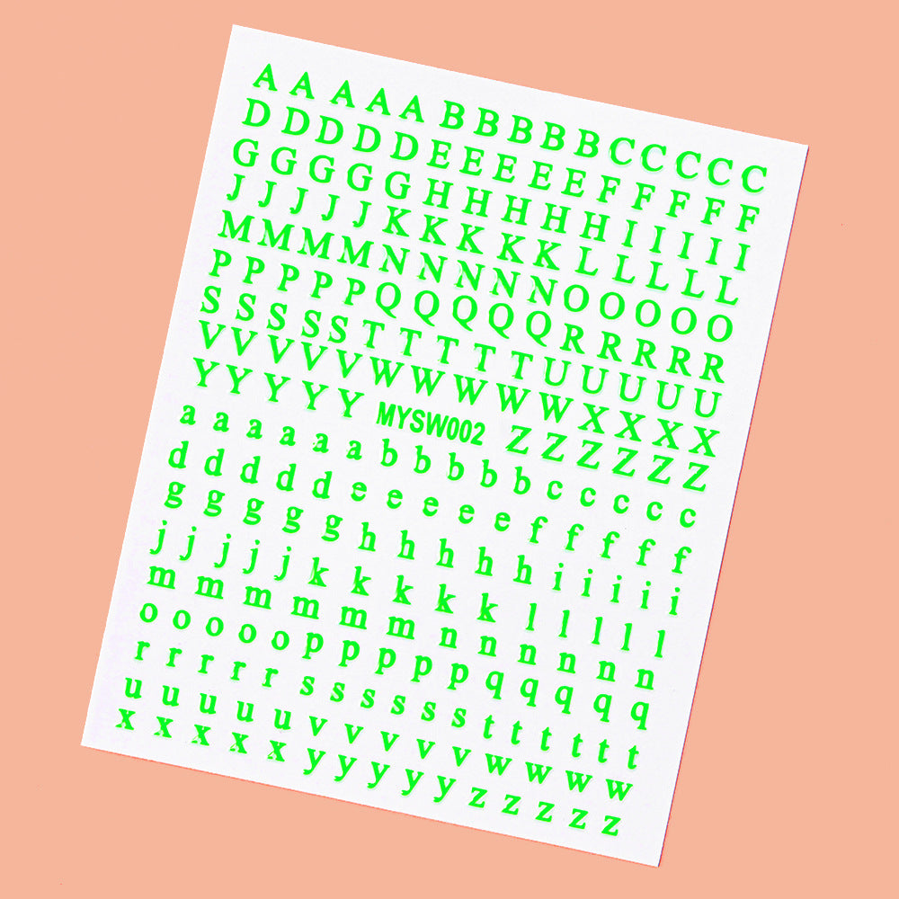 Dekorative Alphabet Nagelkunst Aufkleber