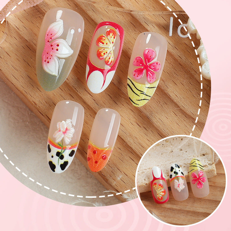 Handgefertigtes Blumendesign Acryl Nagelkunst Set