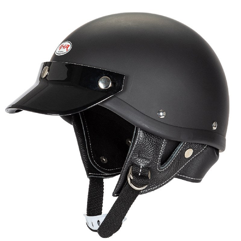 Klassischer Motorrad-Halbschalenhelm mit Visier Karnz