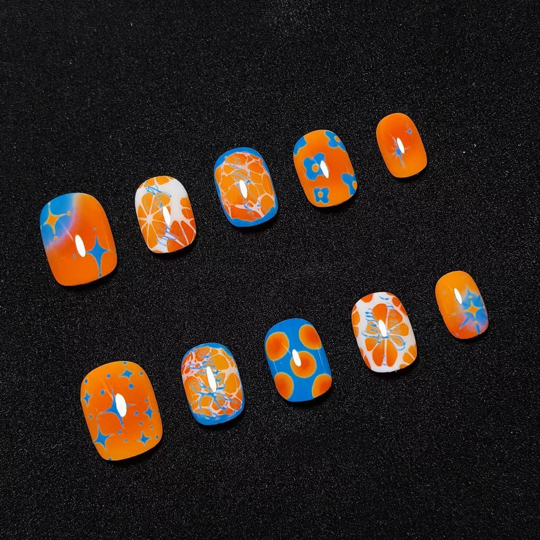 Künstlerisches katzenmotiviertes Press-On-Nagelkunstset Karnz