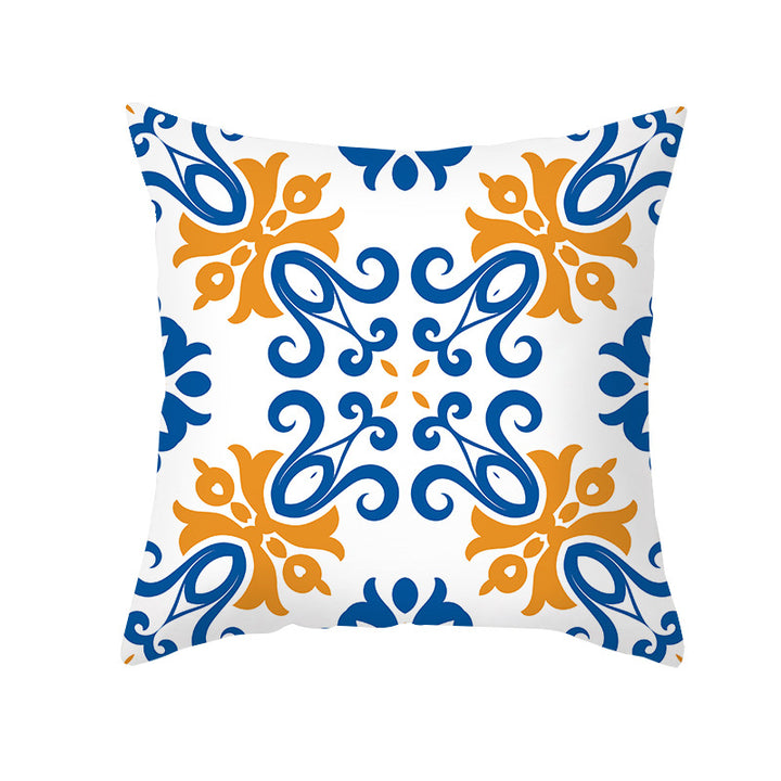 Mediterrane Mandala Baumwoll-Leinen Kissenbezug