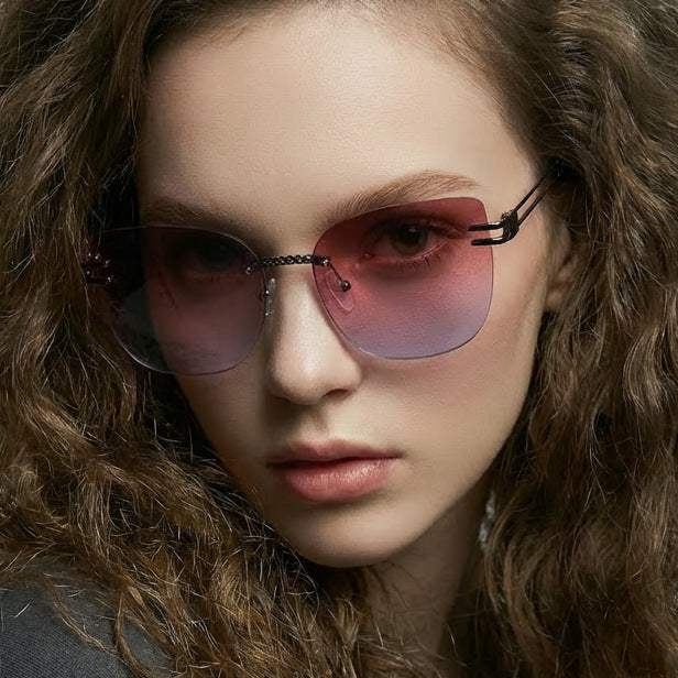 Damen Oversized Sonnenbrille mit stylischem Farbverlauf und einzigartigem Rahmen Karnz