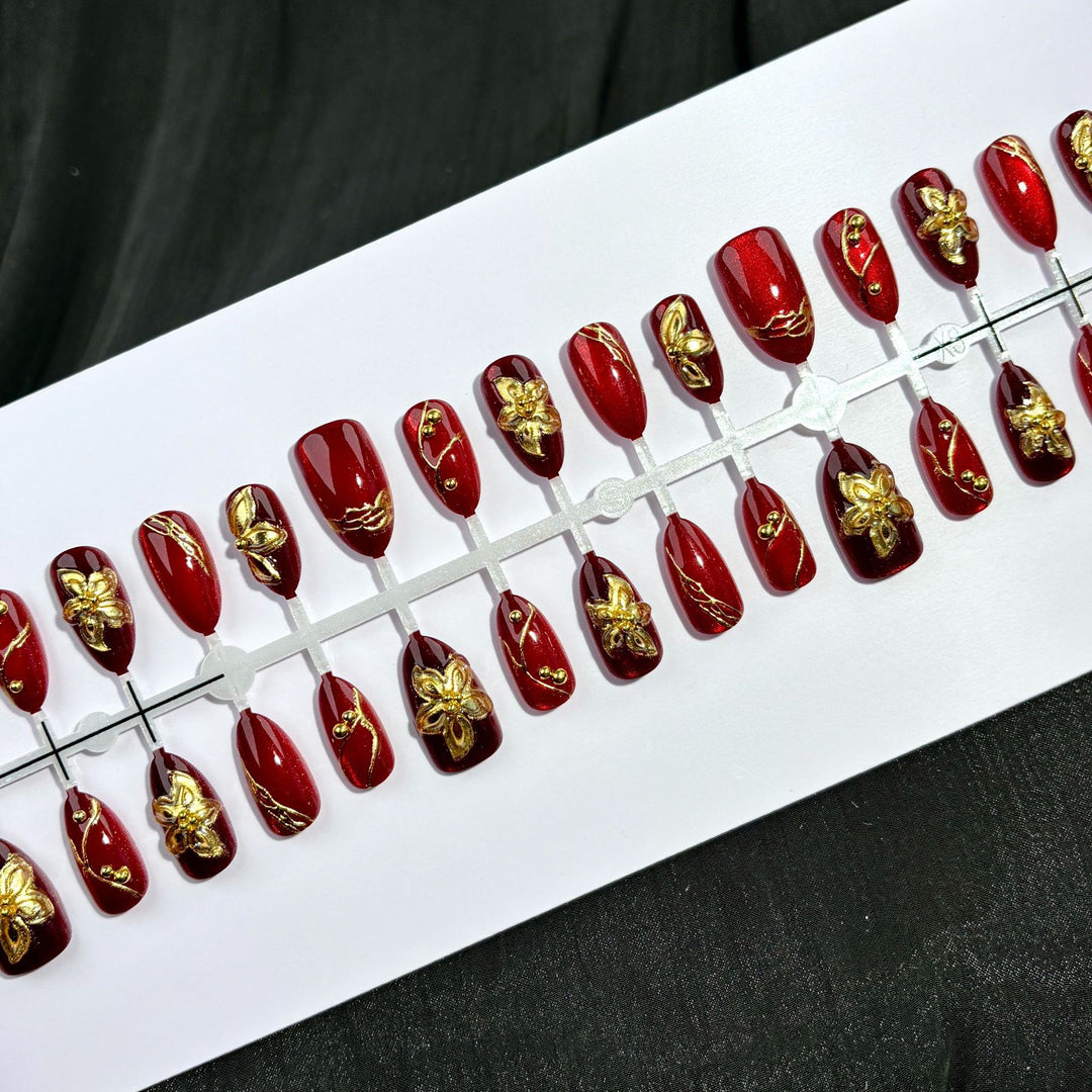 Luxuriöses Blumendesign Press-On Nagelset