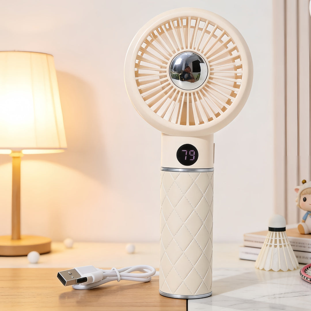 Damen Tragbarer Handventilator mit LED-Anzeige und USB-Ladefunktion Karnz