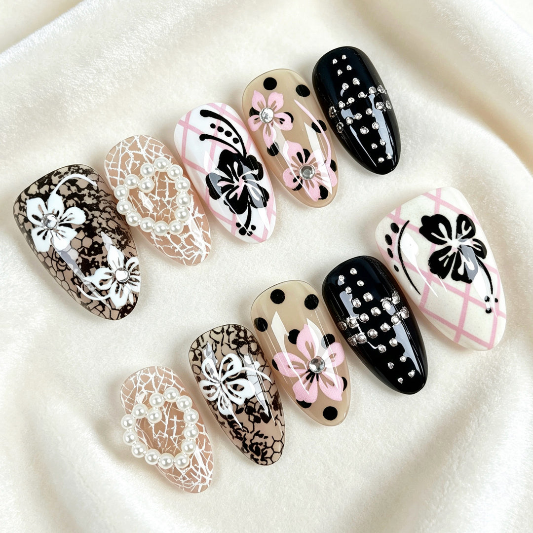 Künstlerisch Floral-Design Press-On Nagelset