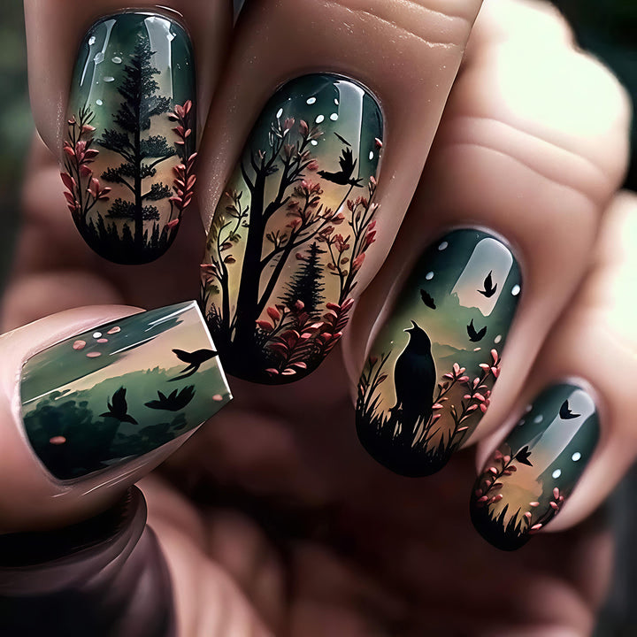 Kreative Kunstnägel mit Faszinierenden Wald- und Pilzmotiven Karnz