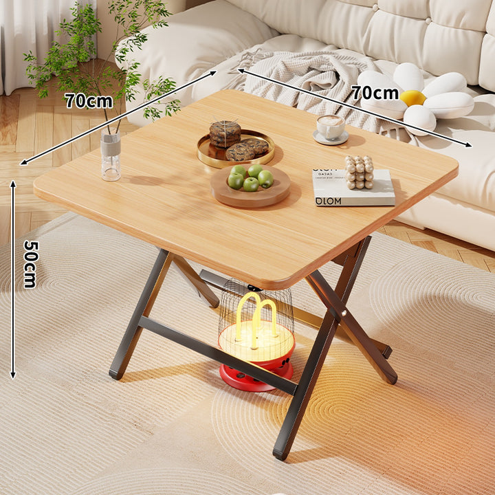 Marmor-Effekt Klappender Quadratischer Kaffeetisch mit X-Rahmen Metallbeinen