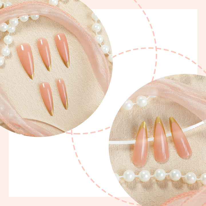 Elegantes Long-Shape Press-On Glänzendes Nagelset Karnz