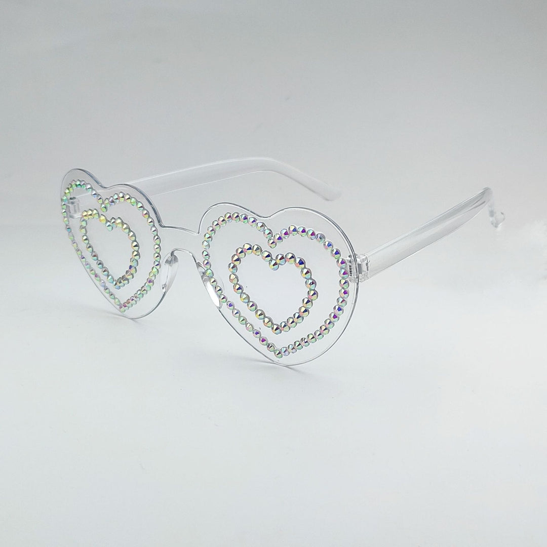 Damen Herzförmige Sonnenbrille mit funkelndem Strassmuster Karnz