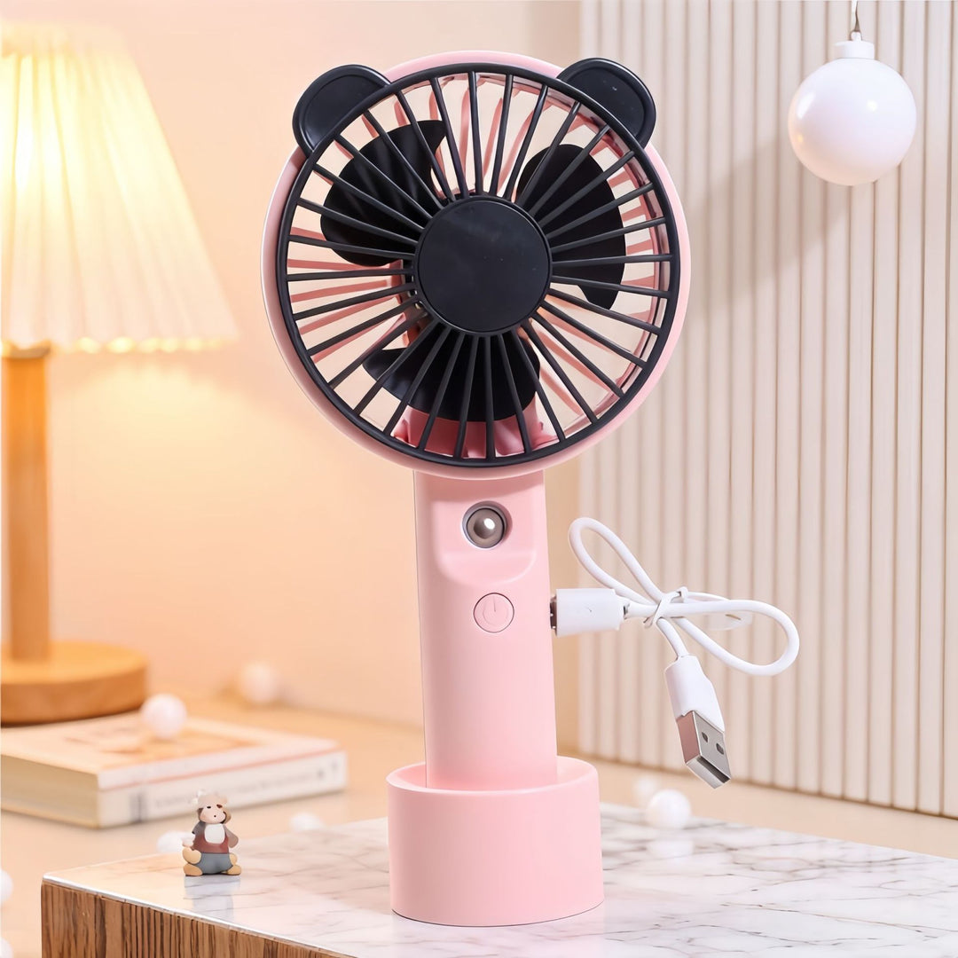 Damen Tragbarer Handventilator mit niedlichem Bärenkopfdesign Karnz