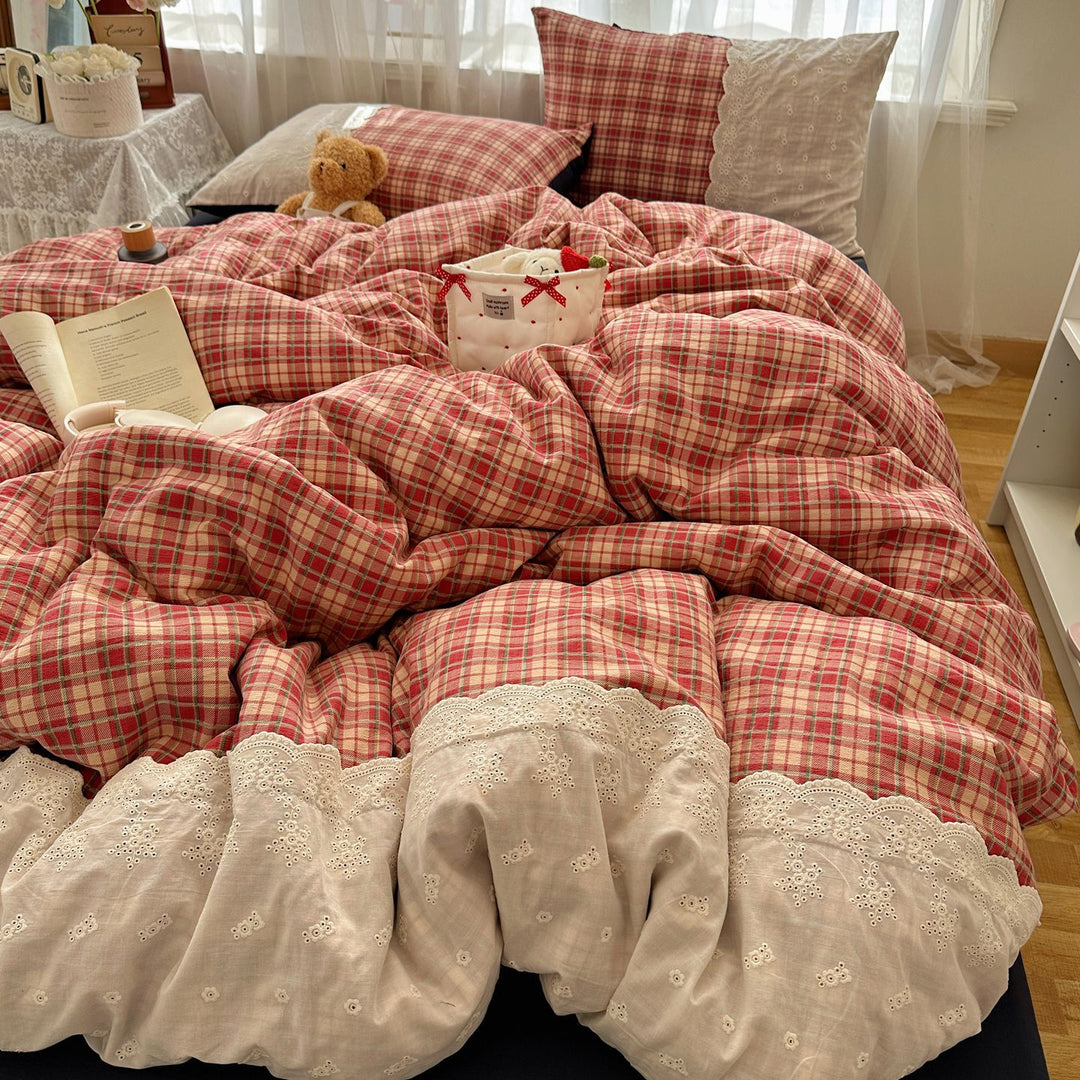 Gemütliches Karierte Bettwäsche Set
