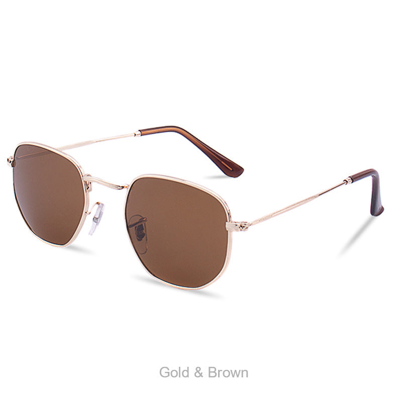 Damen modische geometrische Sonnenbrille mit robustem Metallrahmen Karnz