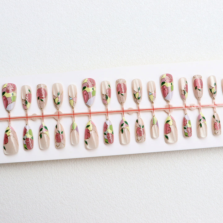 Blumenmotiv Press-On Nagelkunst Set Karnz