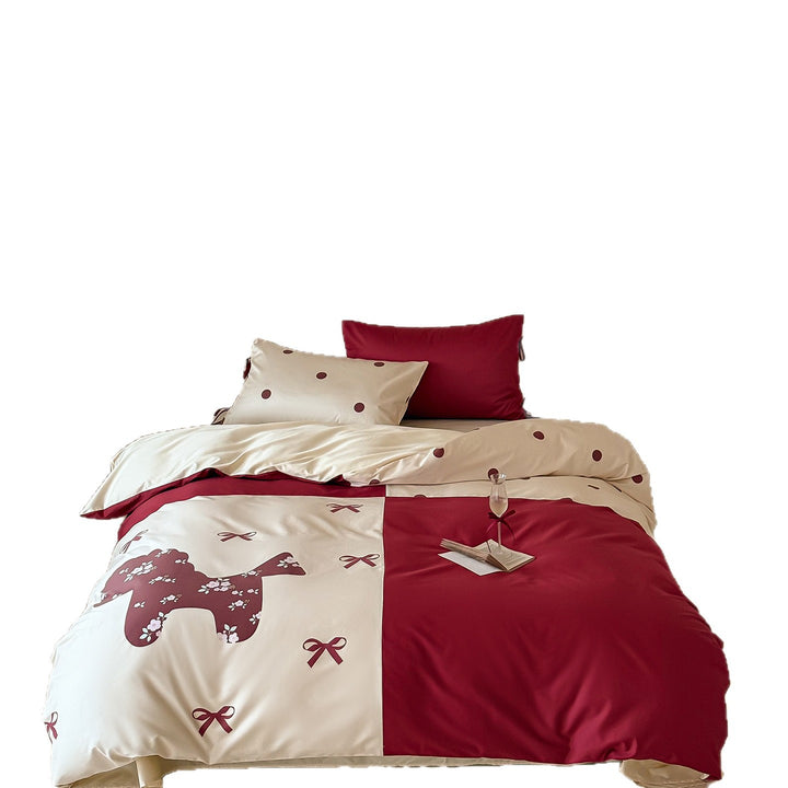 Luxuriöses Baumwollsatin Bettwäsche Set mit reversiblem Patchwork-Design