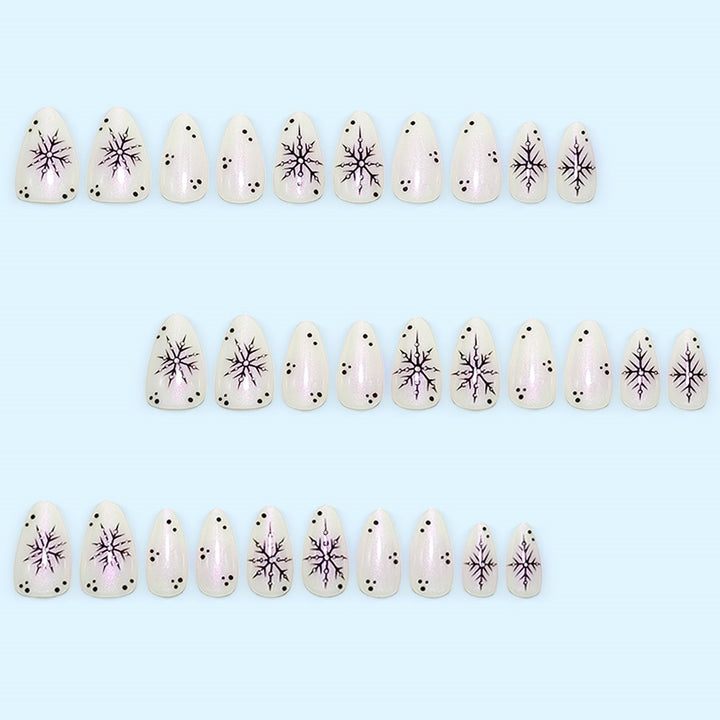 Künstliches Nagelset mit Schneeflocken-Muster Karnz