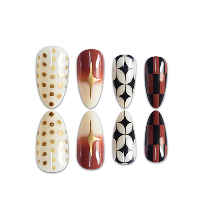 Stilvolle Stiletto Press-On Nägel mit eleganten Mustern Karnz