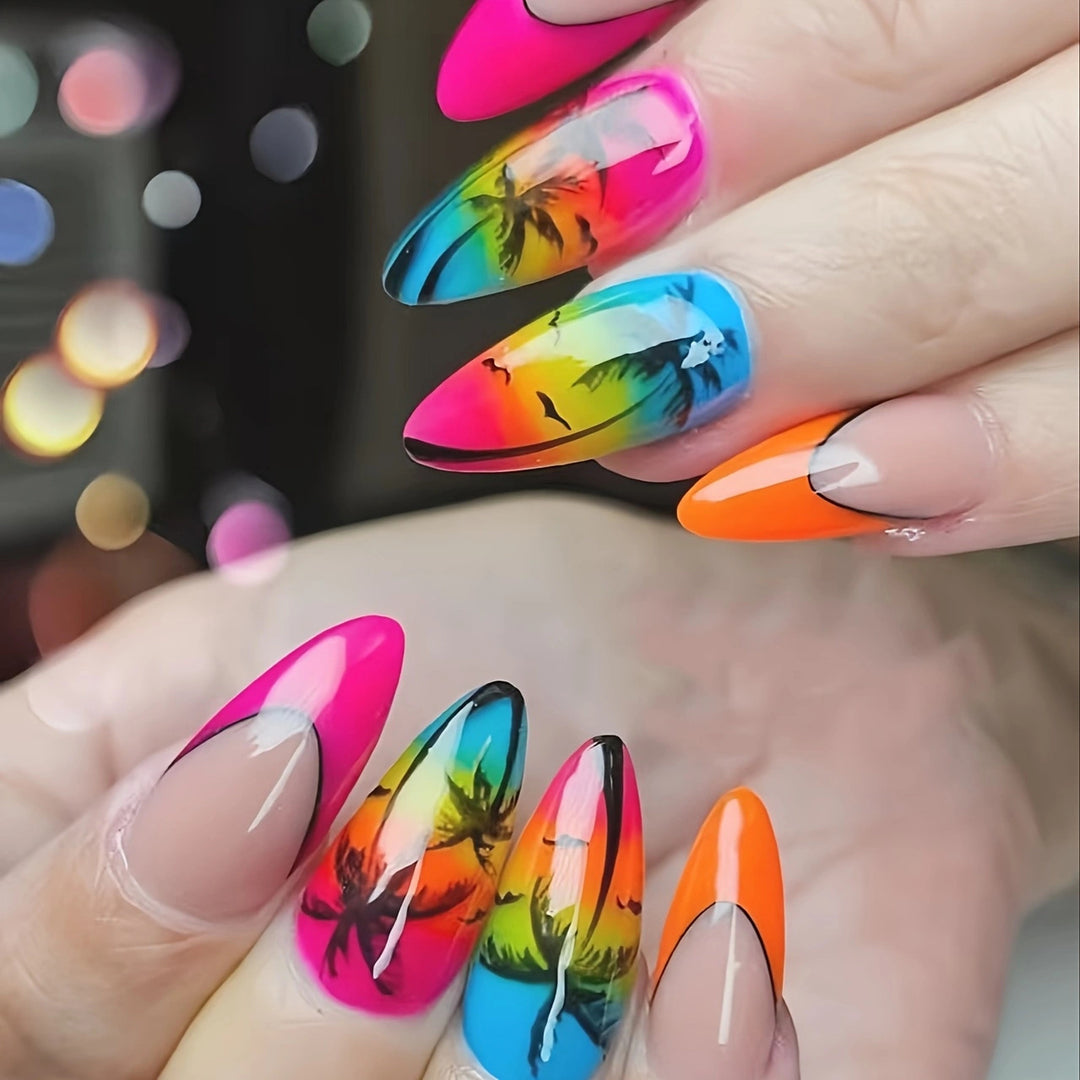 Tropischer Sonnenuntergang Nagelkunst