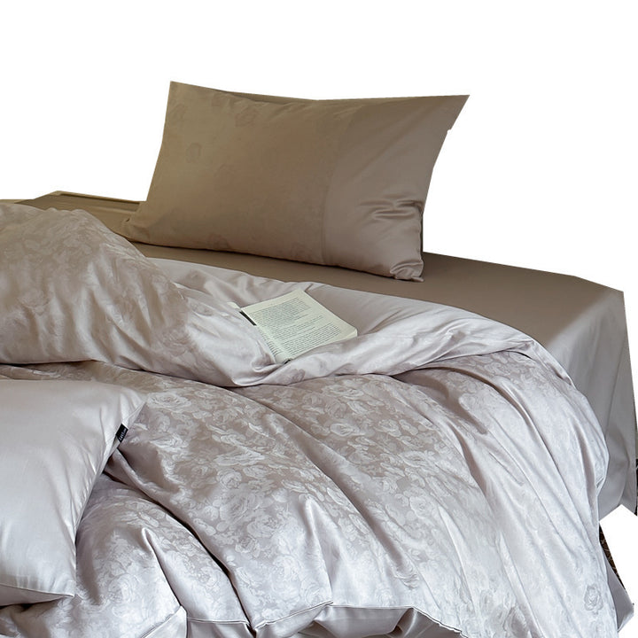 Premium-Jacquard-Satin-Bettbezug-Set mit dezentem Blumenrelief