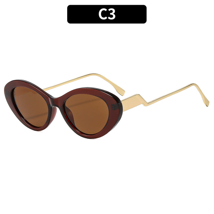 Elegante Retro Katzenaugen-Sonnenbrillen mit stylischen goldenen Akzenten
