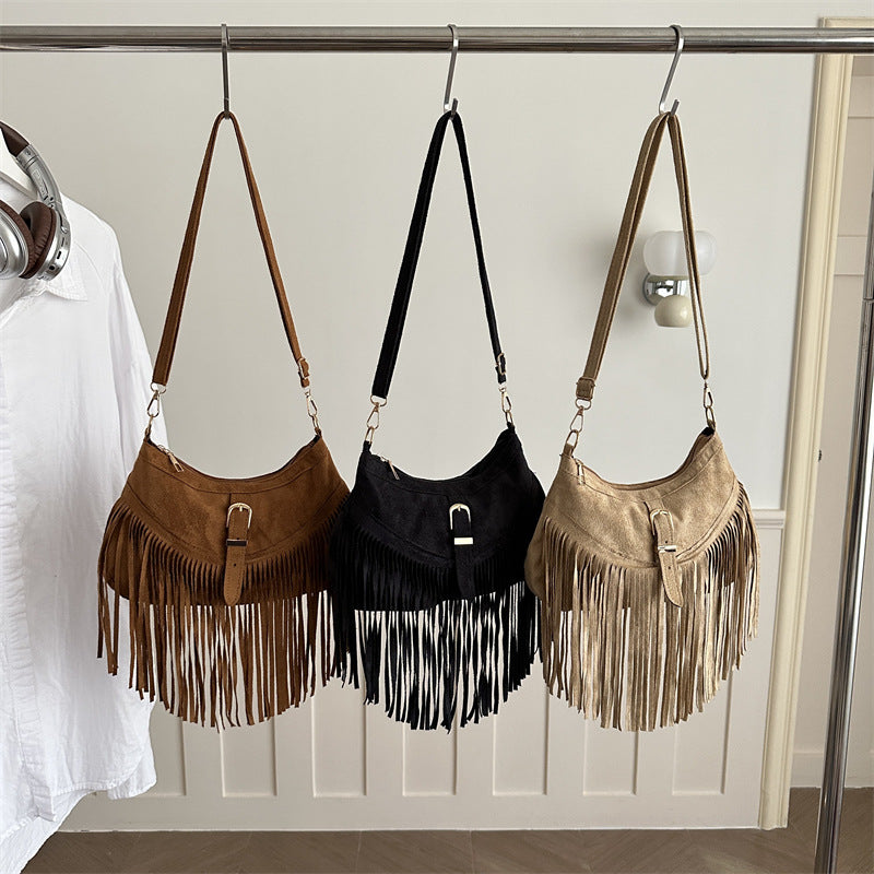 Bohemian Suede Fransen Handtasche