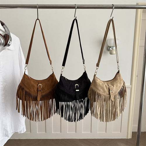 Bohemian Suede Fransen Handtasche