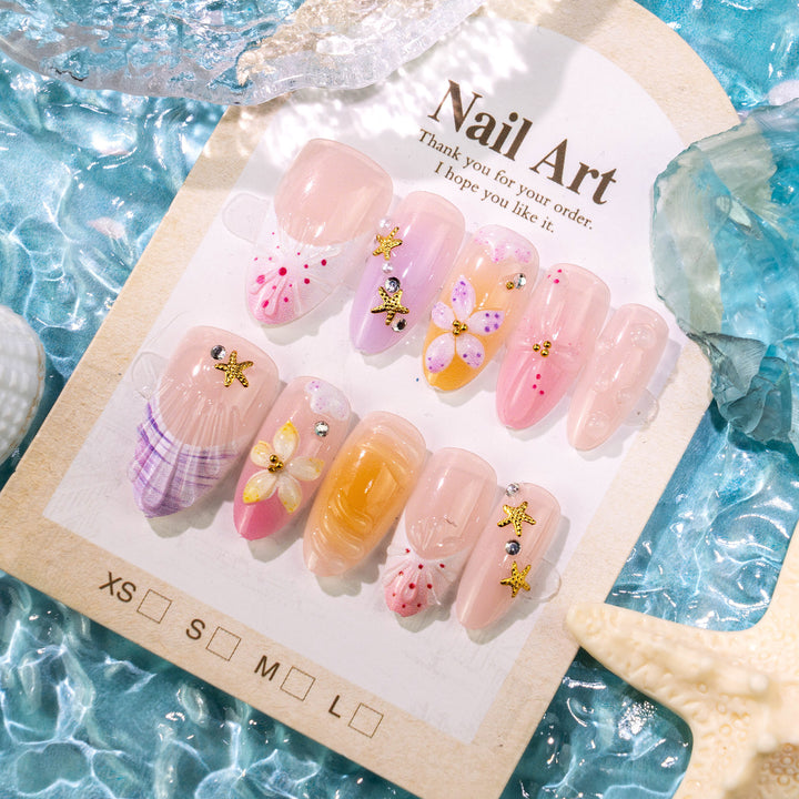 Künstlerische florale Press-On Nagelkollektion