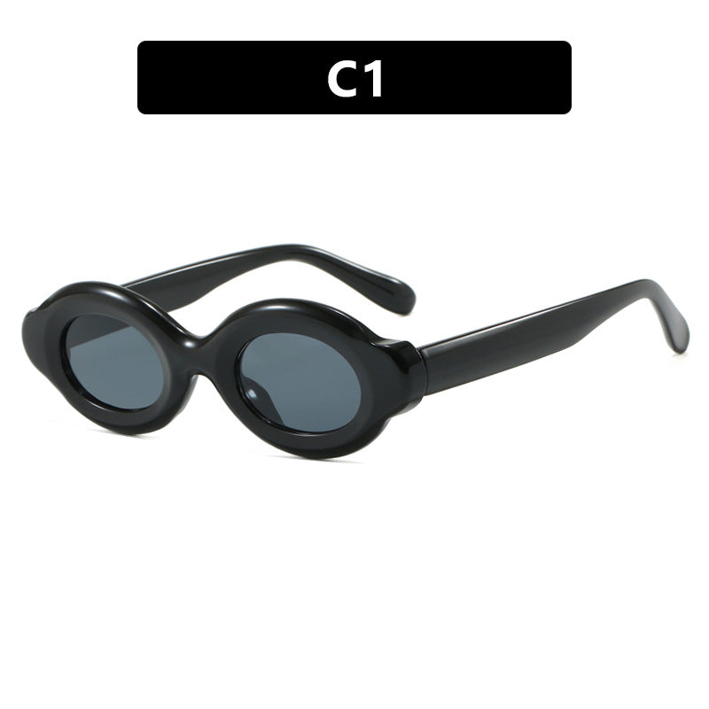 Damen Sonnenbrille im trendigen Retro-Design mit ovalen Gläsern Karnz