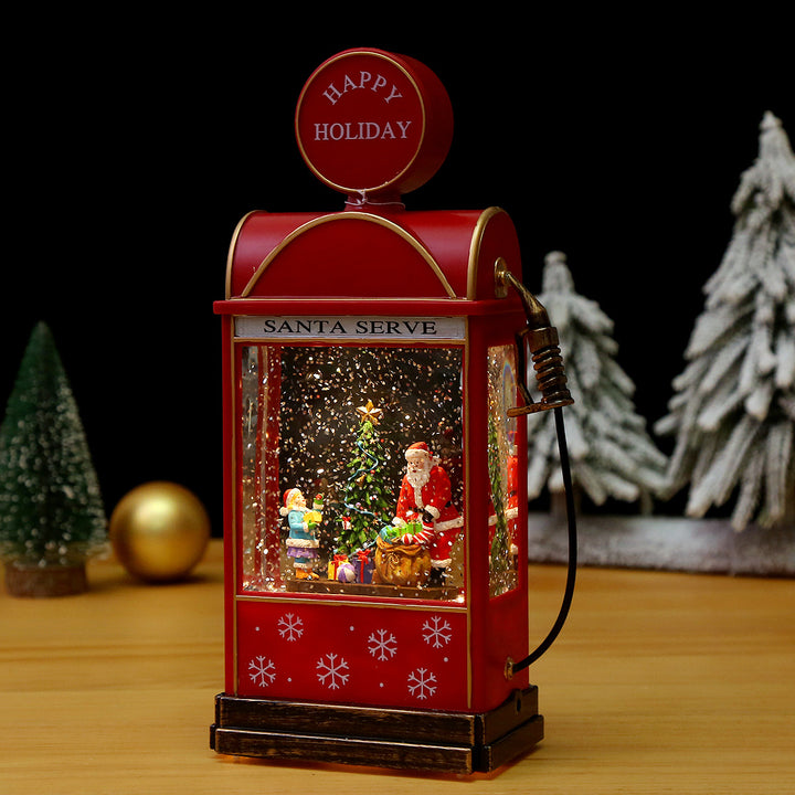 Beleuchtete Weihnachtslaterne mit Schnee- und Weihnachtsmotiv Karnz
