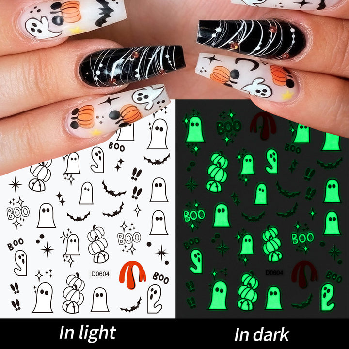 Leuchtende Geister-Nagelkunst Aufkleber Set