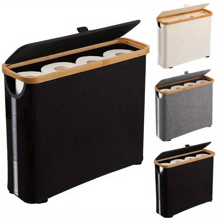 Damen Aufbewahrungsbox für Toilettenpapier mit elegantem Bambusdeckel Karnz