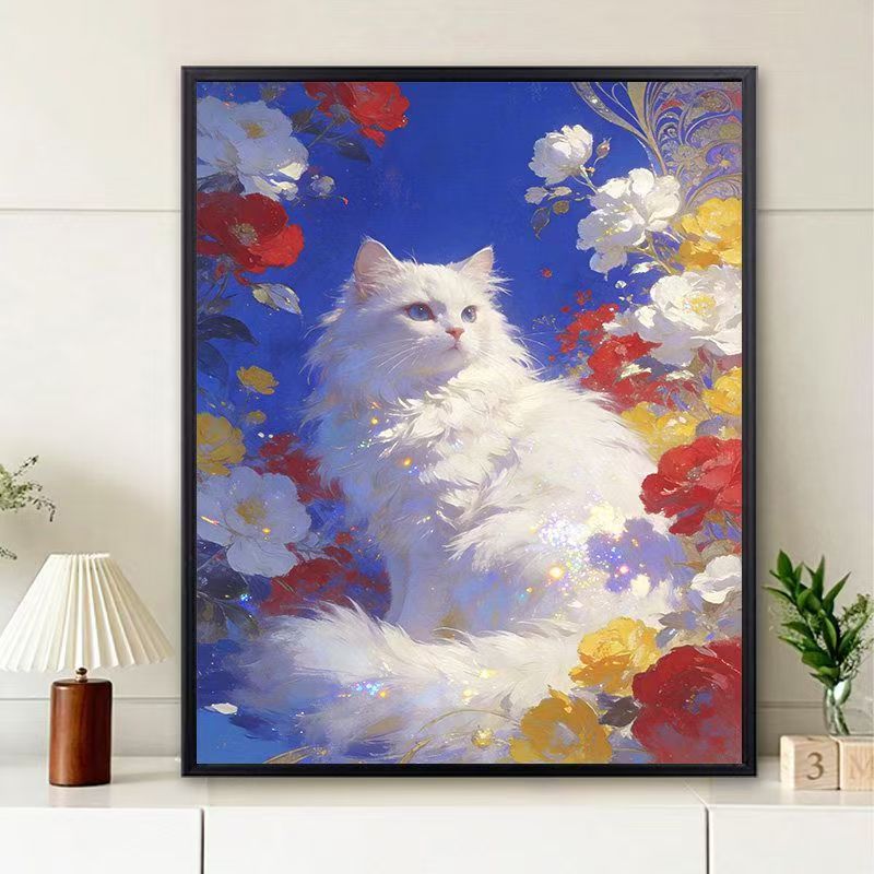 Florale Katzen-Themen Wandkunst Druck Karnz