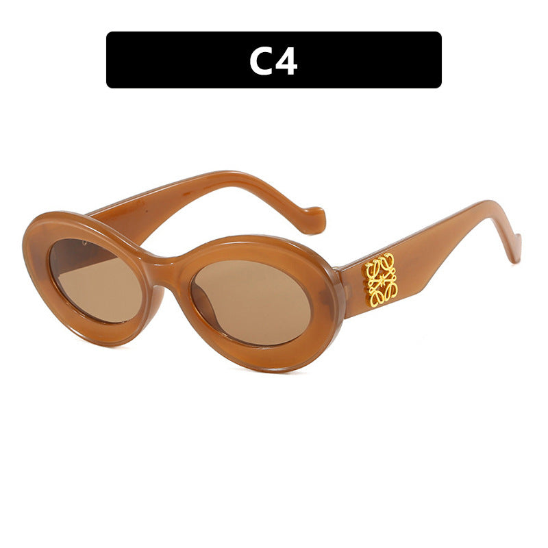 Damen elegante geschwungene Sonnenbrille Karnz