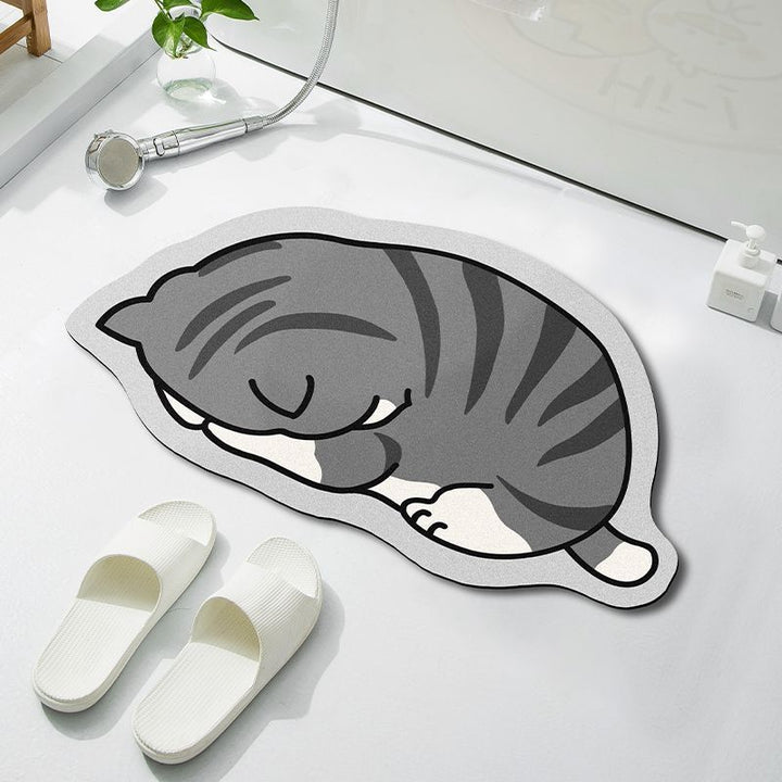 Cloud-Shaped Absorbent Microfiber Anti-Slip Bath Mat with Coastal Wave Print
