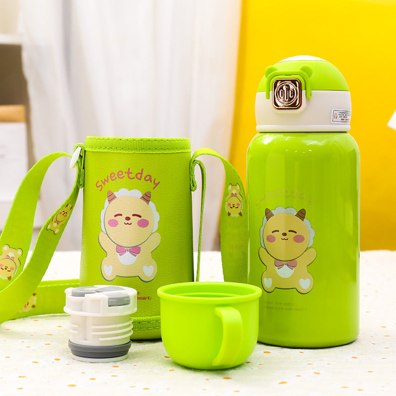 Damen Isolierte Trinkflasche mit niedlichem Tierdesign und praktischem Tragegurt Karnz