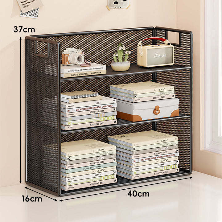 Mesh Stufiger Desktop-Organizer-Regal mit Griffausschnitten
