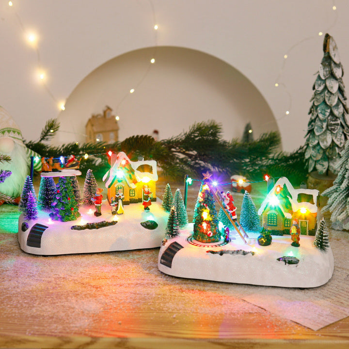Einkaufszentrum Weihnachtsdorf mit Leuchtenden Figuren Karnz