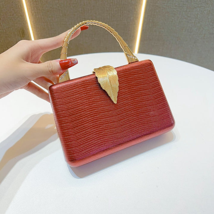 Elegante Blatt-Applikation Abendhandtasche