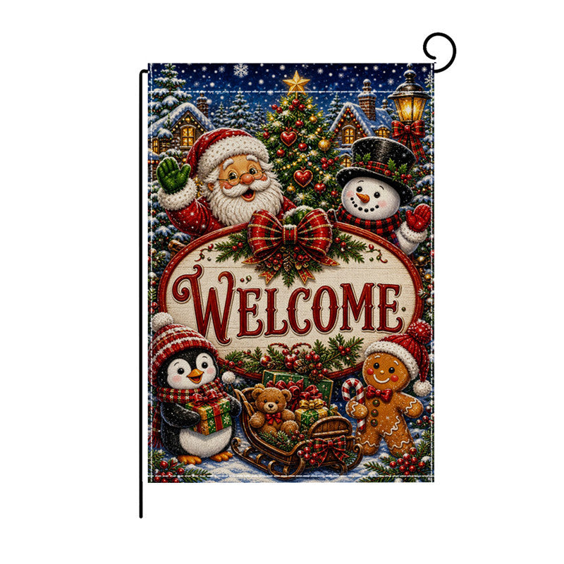 Festliche Außen-Dekorative Gartenflagge Doppel-Seitige Polyester Weihnachts-Szene