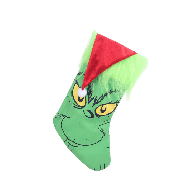 Lustiger Weihnachtsstrumpf im Grinch-Design