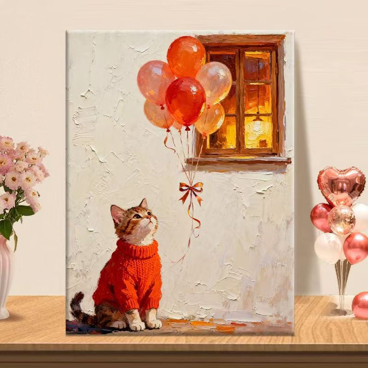 Verspielte Katzenillustration Leinwandkunst Karnz
