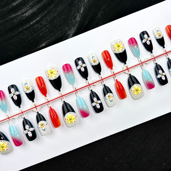 Elegante Polka Dot und Spitzen Press-On Nagel Set