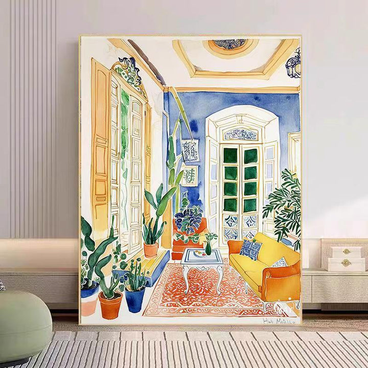 Gemütlicher Wohnzimmer Aquarell Kunstdruck Karnz