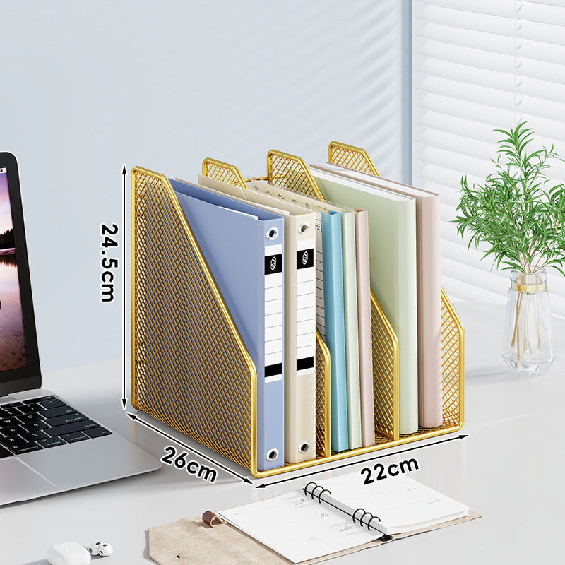 Mesh Desktop Vertical File and Folder Organizer Rack mit breiten Fächern und rutschfestem Sockel