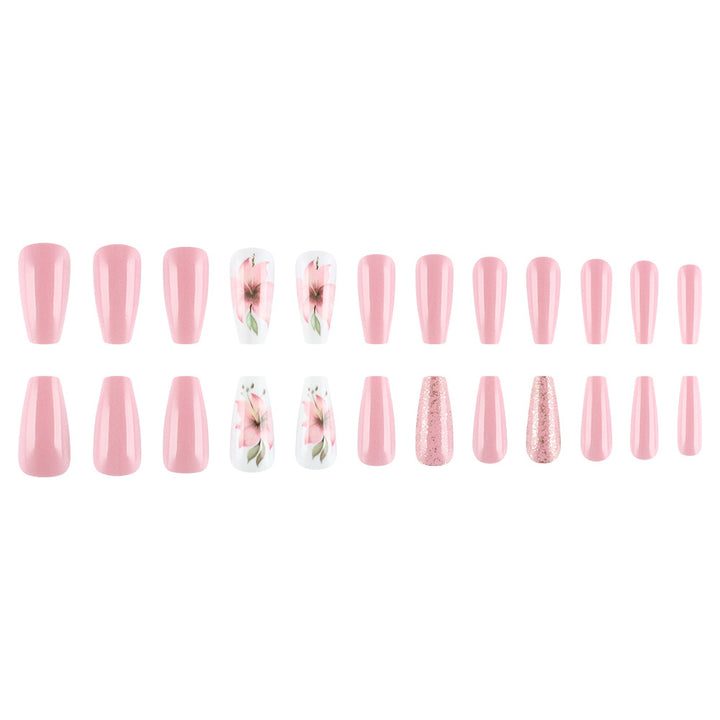 Florales Design Press-On Nagelkunst Set Karnz