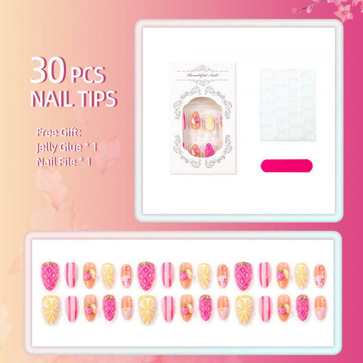 Kreatives von Früchten inspiriertes Press-On Nagelkunstset