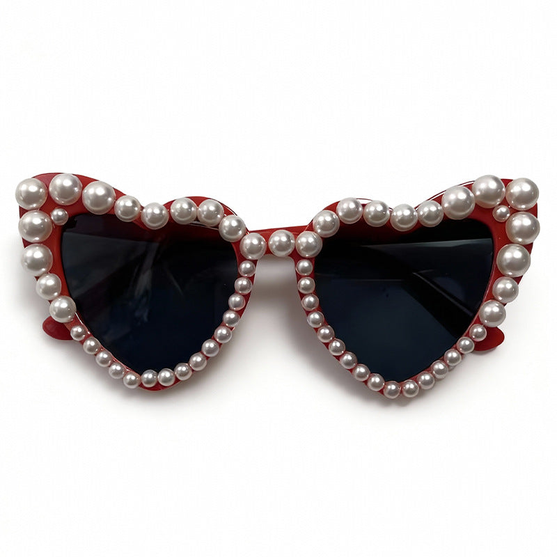 Dekorative mit Perlen verzierte Cat-Eye-Sonnenbrille Karnz